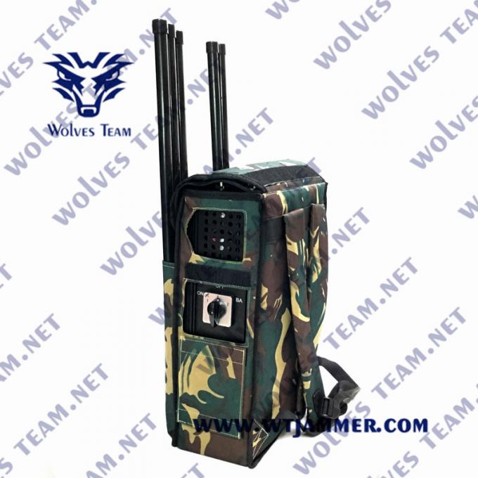 Internal Battery 6 Bands 80W Electronic Signal Jammer For Police