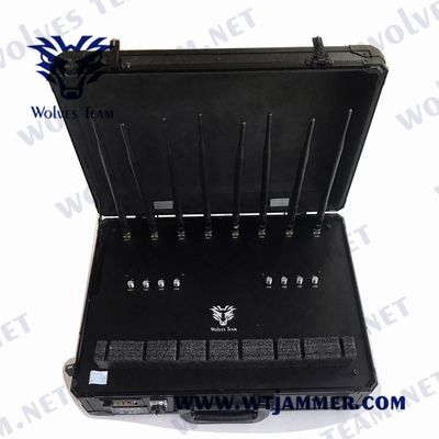 Suitcase Cell Phone Jamming Device 8 Bands For GPS WiFi GSM PCS 3G 4G 5g