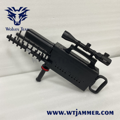 80W Handheld UAV Frequency Jammer 1500m-2000 Meters Built In Antenna