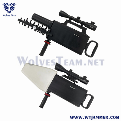 120w Drone Signal Jammers Handheld Gun Style 2500 Meters Built In Antenna