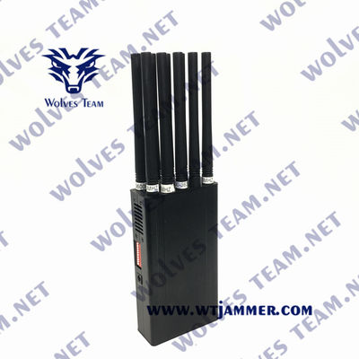 Handheld 14 antennas Mobile phone GSM 3G 4G 5G jammer  Wifi Bluetooth GPS Jammer up to 25 meters