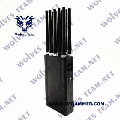 Handheld 14 antennas Mobile phone GSM 3G 4G 5G jammer  Wifi Bluetooth GPS Jammer up to 25 meters