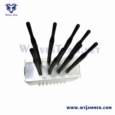 Buy Silver Style 8 Antennas Adjustable Power Signal Jammer Multi Band WiFi GPS 5G Drone Blocker online manufacture