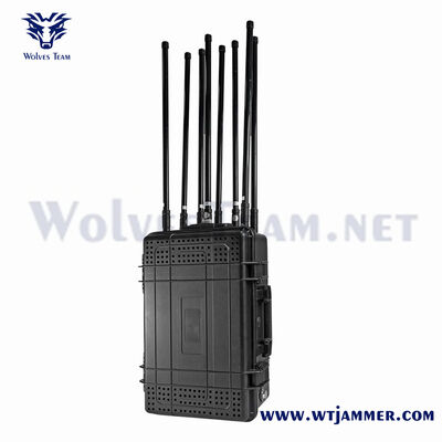 Buy 8-Channel High Power Drone Jammer, Rugged Waterproof Trolley Case Anti-UAV Blocker online manufacture