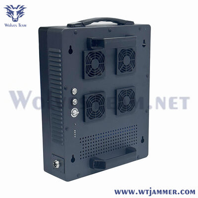 Buy 4 Big Cooling Fans Portable Full Band Signal Jammer Separate On/Off Switches Built-in Battery Hand Carry Cell Phone WiFi Blocker online manufacture