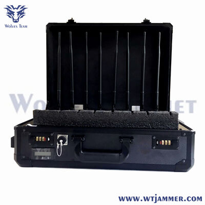 Buy Remote Control Briefcase 8 Bands 24W WiFi GPS Jammer device to block Mobile Phone Signal online manufacture