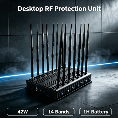 Buy 42W 14-Band Desktop Signal Jammer with Omnidirectional Antenna for Multi-Frequency Blocking online manufacture