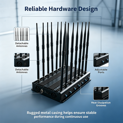Buy 42W Desktop Signal Jammer with 14 Bands and Omnidirectional Antenna for Full Band Signal Blocking online manufacture