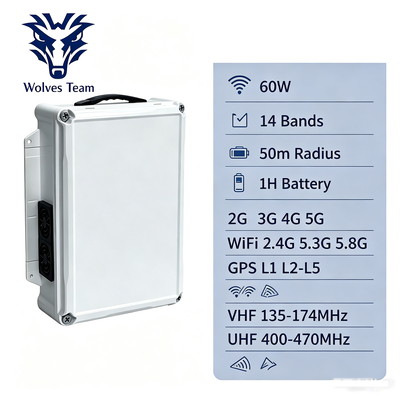 Buy 60W 14-Channel Desktop Signal Jammer with Omnidirectional Antenna for Cellular Signal Blocking online manufacture