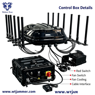 Buy 1400W 14-Channel IP65 Waterproof Signal Jammer RF Frequency Blocker for 5G GPS WiFi UHF VHF online manufacture