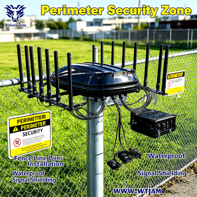 Buy 1400W 14-Band Full-Spectrum Fixed Signal Jammer with IP65 Waterproof & Dustproof Enclosure for Vehicle Security online manufacture