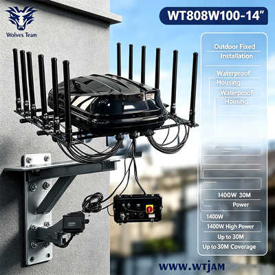 Buy 1400W 14-Band IP65 Waterproof Outdoor Signal Jammer RF Jammer for Prison Perimeter Security online manufacture