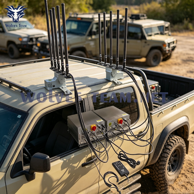 Buy Outdoor 500-2000M Vehicle Signal Jammer On Roof Mounted Vehicle Signal Suppression System Omnidirectional Antennas Waterproof online manufacture