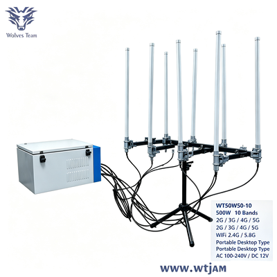 Buy 500W 10-Band Portable Signal Jammer for Cell Phone and WiFi Blocking online manufacture