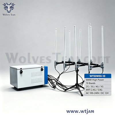 Buy 500W 10-Band Portable Signal Jammer for Cell Phone and WiFi Jamming online manufacture
