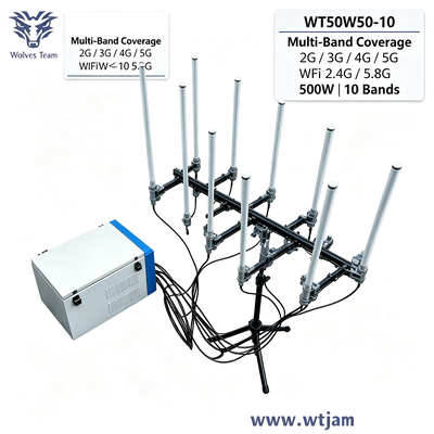 Buy 500W 10-Band Portable Signal Jammer for Cell Phone and WiFi Coverage online manufacture