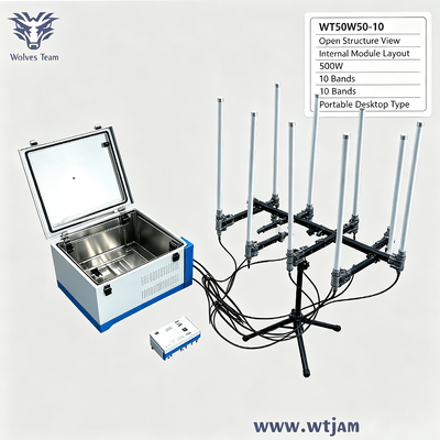 Buy 500W 10-Band Lightweight Portable Signal Jammer for 5G 4G 3G GSM DCS WiFi Blocking online manufacture