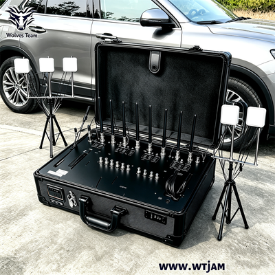 Buy 100W Portable Phone Signal Jammer with 10 Bands and Built-in Battery for 2G 3G 4G 5G WiFi Blocking online manufacture