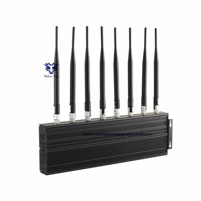 80W  8 channels Cell Phone Signal Jammer GSM 3G 4G 5G WIFI Jammer Jamming Range 100 Meters