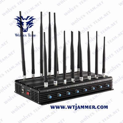 Multi-bands 14 Channels  Cellular Cell Phone Signal Jammer WiFi Blocker UHF VHF 3G  4G 5G Phone Signal Jammer