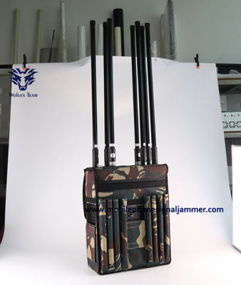 GSM 800mhz WiFi 2.4G 3G 4G GPS 50m Backpack Signal Jammer