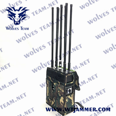 Internal Battery 6 Bands 80W Electronic Signal Jammer For Police