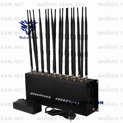 48W GSM CDMA VHF UHF Signal Jammer Desktop 18 Antennas  GPS Lojack