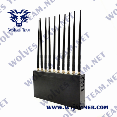 UHF VHF Indoor Signal Jammer 12W 3G 4G GPS WiFi LoJack 10 Antenna