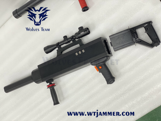 Rifle Type Anti Drone Jammer Gun GPS Wifi Signal Blocker 1000-1500 Meters Intercepting Drone