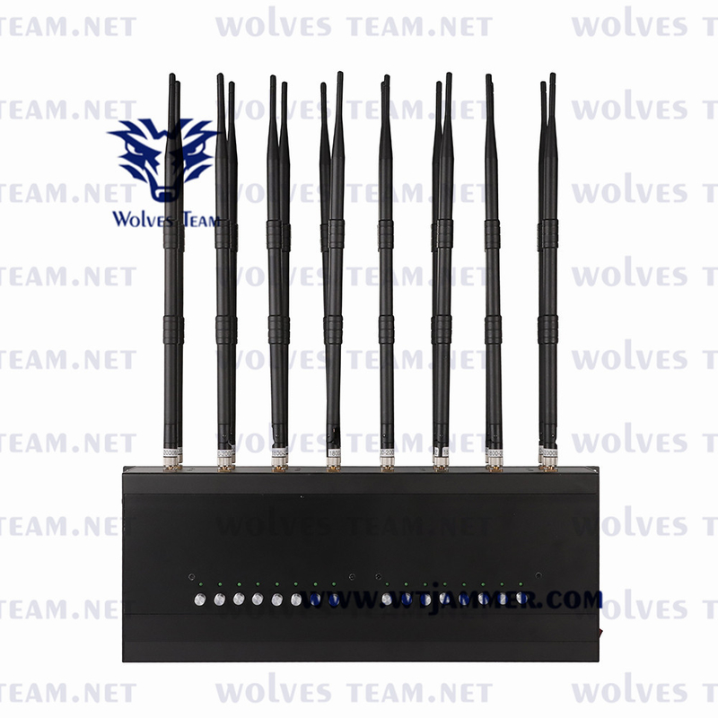 Full Bands 50m 16 Antenna Jammer Adjustable Power Desktop Type