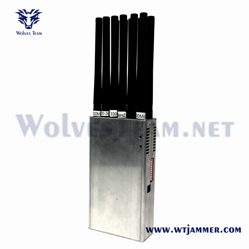 Handheld 14 antenna Signal Jamme Factory sales For 3G 4G 5G WiFi UHF VHF GPS Lojack cell phone signal jammer