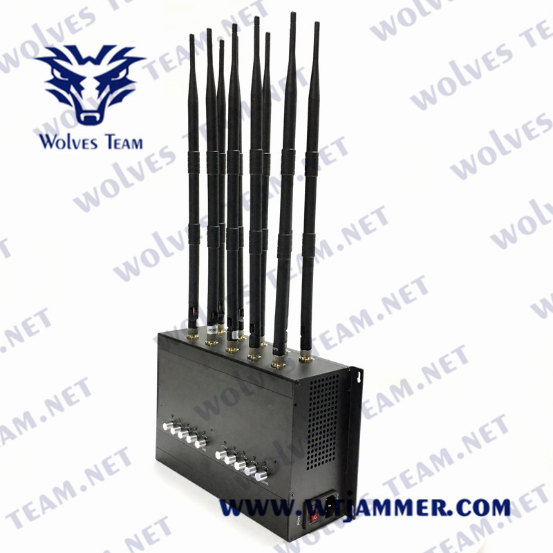DCS GSM GPS WIFI 50m Cell Phone Signal Jammer 3G 4G 5G 10 Antennas UHF VHF