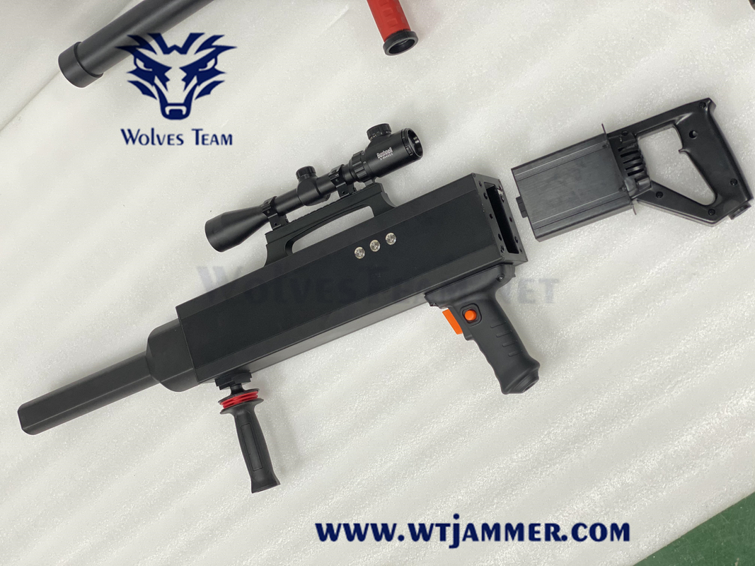 Rifle Type Anti Drone Jammer Gun GPS Wifi Signal Blocker 1000-1500 Meters Intercepting Drone
