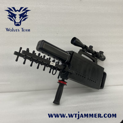 80W Handheld UAV Frequency Jammer 1500m-2000 Meters Built In Antenna