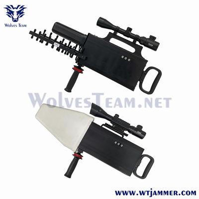 120w Drone Signal Jammers Handheld Gun Style 2500 Meters Built In Antenna