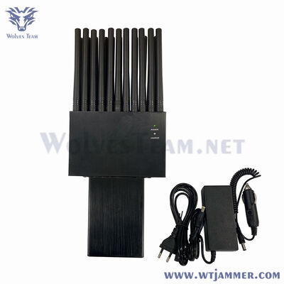 Handheld 22 bands mobile phone 2G 3G 4G 5G jammer RF signal Blocker Wifi Bluetooth GPS uhf vhf Jammer 25 meters