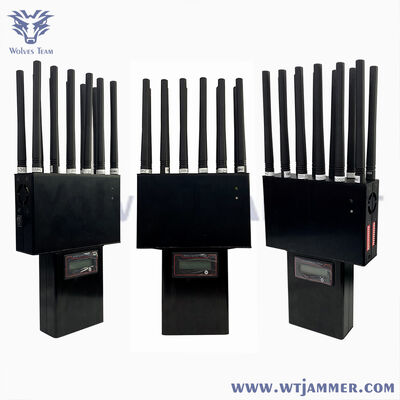 Handheld 14 bands Cell Phone Signal Jammer 2G3G 4G 5G RF WIFI GPS Blocker 25 meters