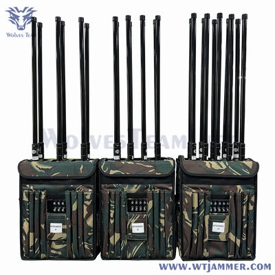 160w Rf Power Backpack Signal Jammer All Cell Phone Signal Jammer with 5dBi External Omni-directional Antenna Ensuring Wide Area Coverage