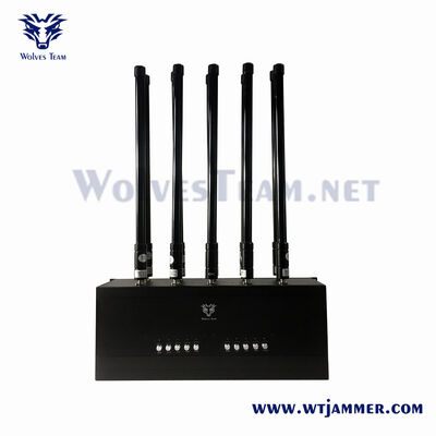 Black Style 10 Antennas 200W Customized Desktop Jammer GSM CDMA 3G 4G 5G WIFI GPS VHF UHF Lojack