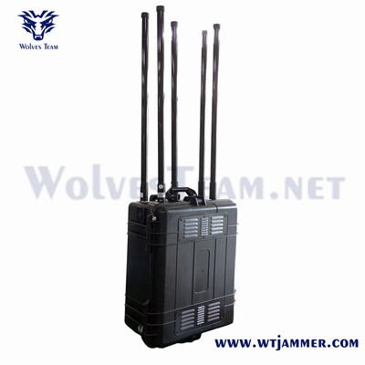 7 Bands 350W Brief Case Portable Signal Jammer 30-200M Shielding Range