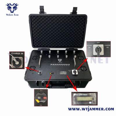 15 Bands 220W Portable Suitcase RF Signal Blocker for Public Venue Temporary Shielding