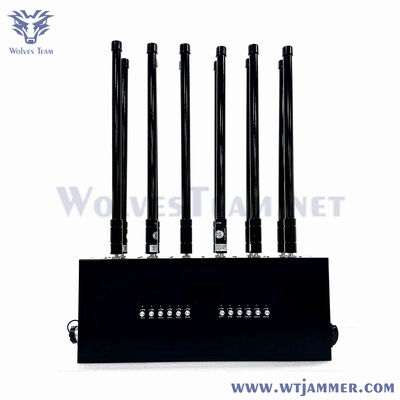 6 Channels 300W Desktop Signal Jammer, Block Range Up to 100m for 2G/3G/4G/5G/WiFi/GPS