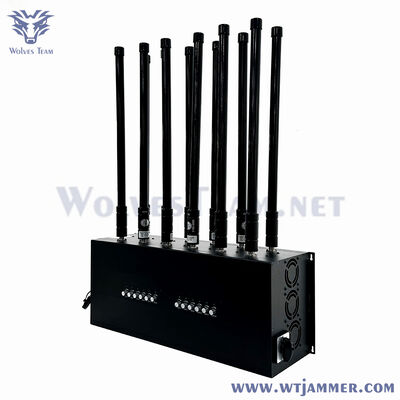 12 Channels 600W Full Band Desktop Signal Jammer, Block Range Up to 200m for All Wireless Signals