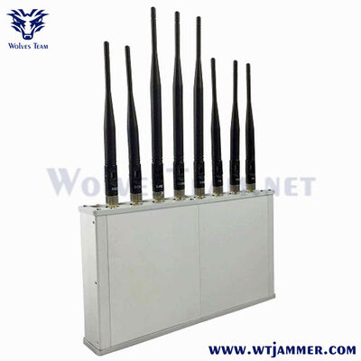 8 Channels 20W Desktop Signal Jammer, Block Range Up to 20m for 2G/3G/4G/WiFi