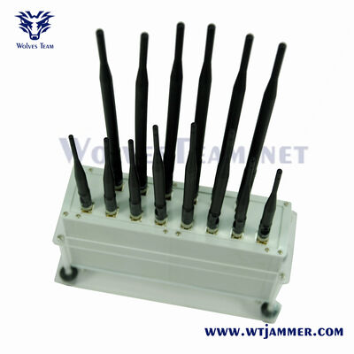 14 Antennas Desktop Jammer Powerful WiFi Mobile Phone Signal Blocker 50 Meters Range