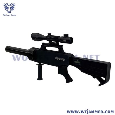 Long Range Tactical Anti Drone Jammer Gun with High Precision Optical Sight Multi Bands GNSS 2.4G 5.8G Handheld UAV Signal Blocker