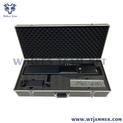 Long Handheld Anti Drone Jammer Complete Kit Shockproof Foam Lined Aluminum Carry Case Multi Band UAV Signal Blocker with Charger