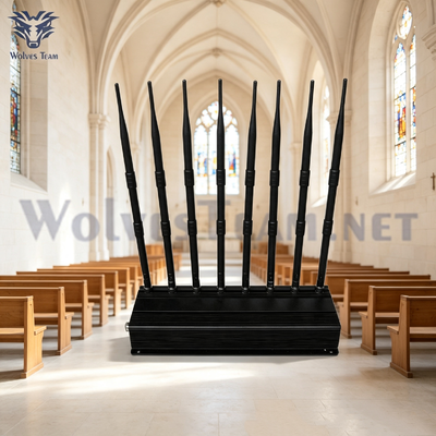 40W 8 Adjustable Bands Desktop Signal Jammer Wireless Cell Phone Signal Blocker for Church Worship And Quiet Religious Venues