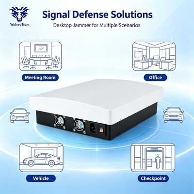 60W 12-Band Desktop Signal Jammer with Omnidirectional Antenna for Comprehensive RF Blocking