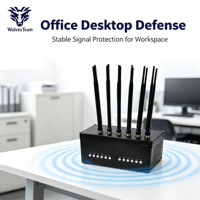 60W 12-Band Desktop Signal Jammer with Omnidirectional Antenna for Comprehensive RF Blocking